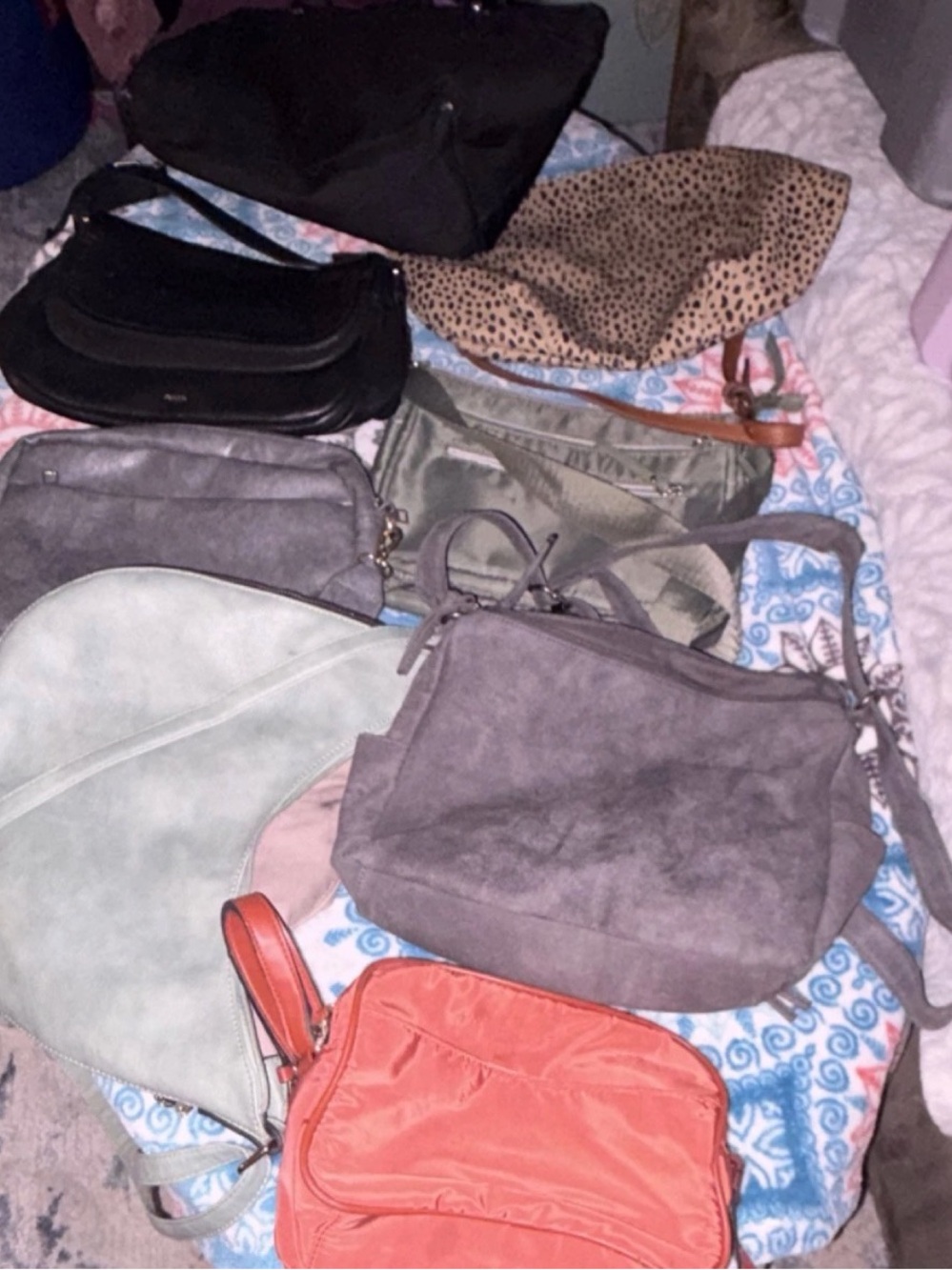 Gray Suede Crossbody Bag - Unbranded